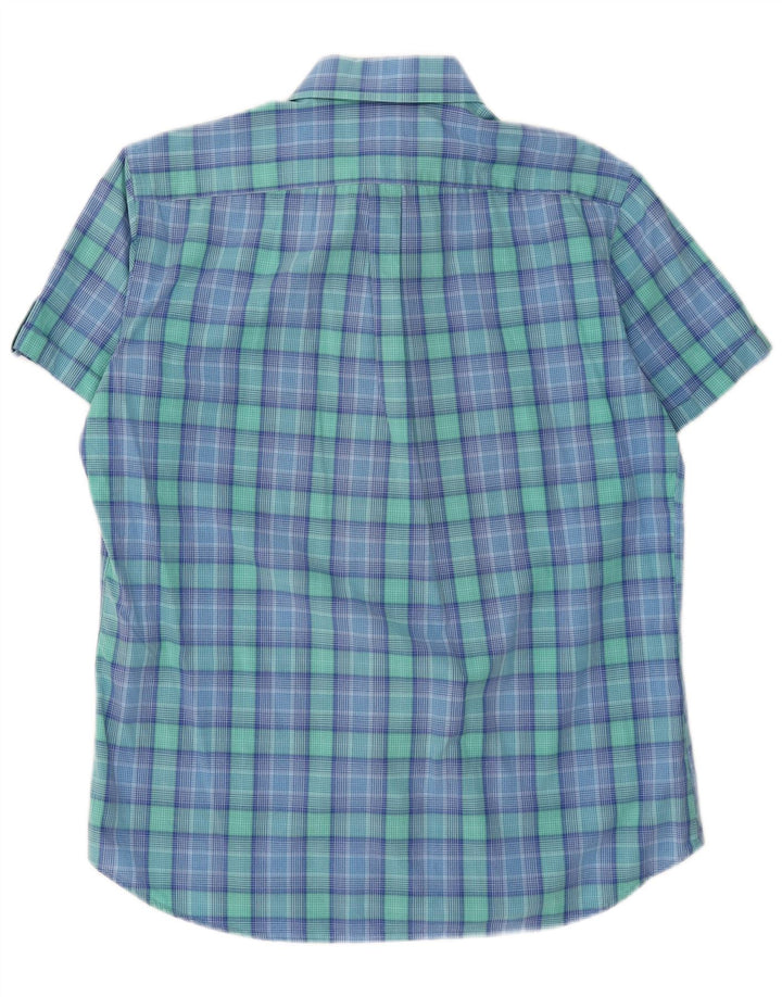 HARMONT & BLAINE Mens Short Sleeve Shirt Large Blue Check Cotton
