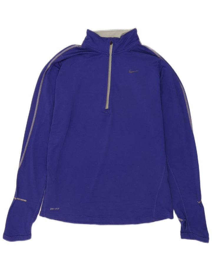 Damski dres Nike Dri Fit z zamkiem błyskawicznym na szyi, UK 12, średni niebieski
