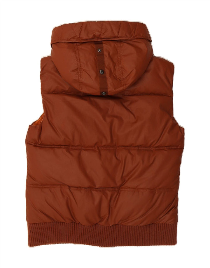 TOM TAILOR Womens Hooded Padded Gilet UK 14 Large Brown Polyester Vintage Tom Tailor and Second-Hand Tom Tailor from Messina Hembry 