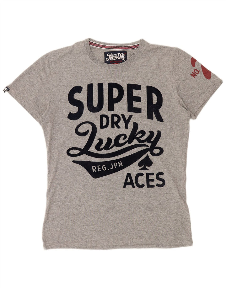 Męska koszulka z grafiką SUPERDRY, średnia szara bawełna