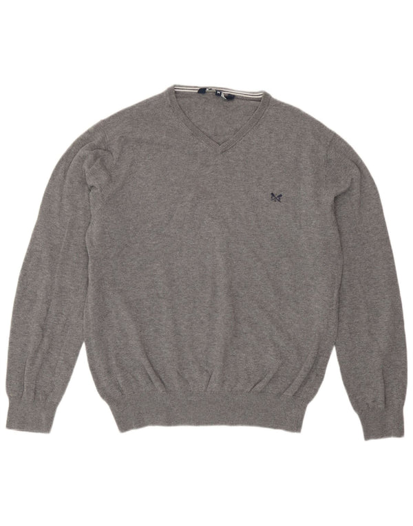 Crew Clothing Damski sweter z dekoltem w kształcie litery V, UK 14, średnioszary, bawełniany