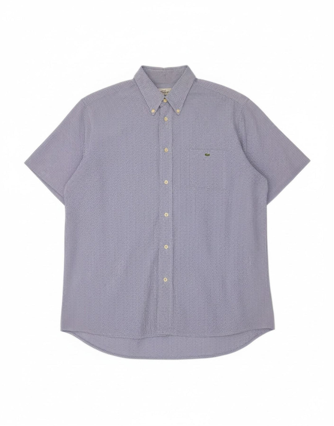 LACOSTE Mens Short Sleeve Shirt Size 41 Medium Blue Check Cotton