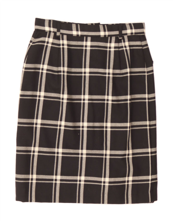 VINTAGE Womens Straight Skirt IT 44 Medium W28 Black Check Wool Vintage Vintage and Second-Hand Vintage from Messina Hembry 