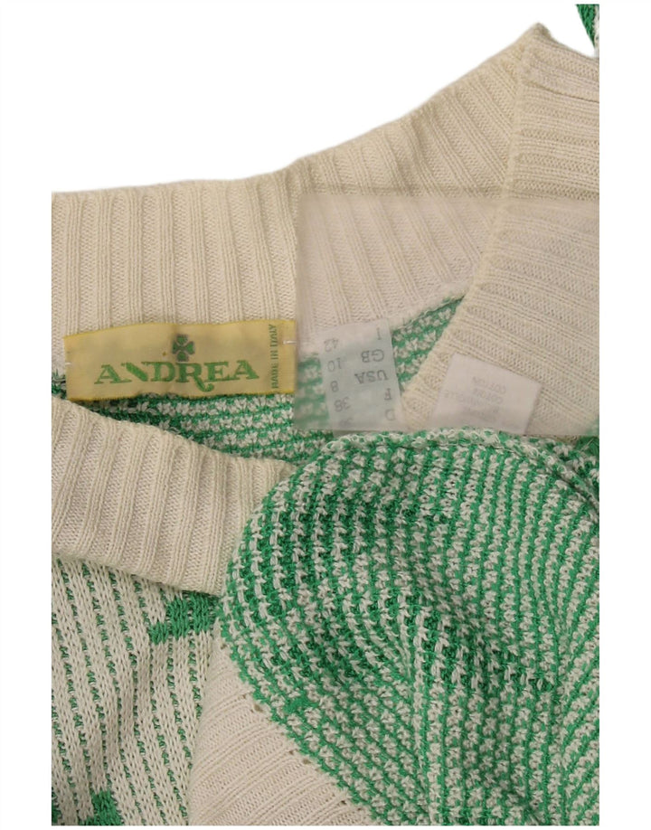 Sweter damski w stylu vintage, z dekoltem w łódkę, UK 10, mały, biały, akrylowy