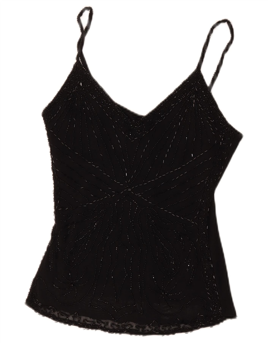 Vintage damski top na ramiączkach UK 8 Small Black wiskoza