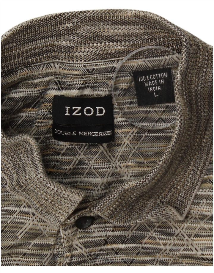Męska koszulka polo IZOD, duża, szara, geometryczna, bawełniana