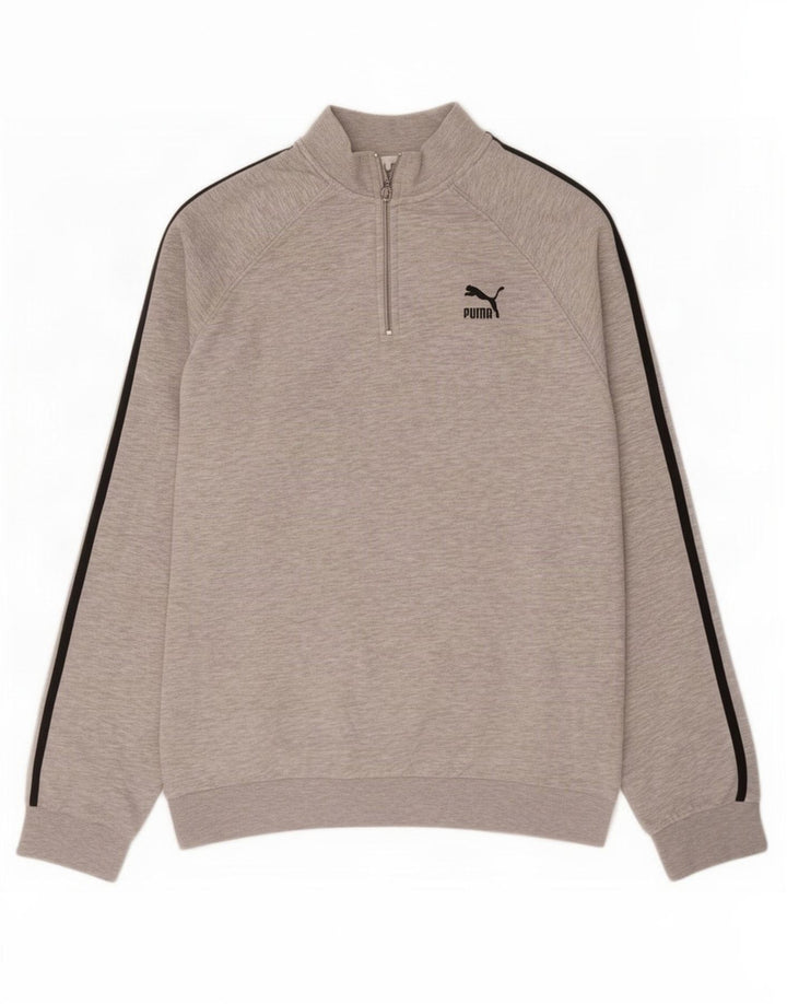 Męska bluza Puma z zamkiem błyskawicznym, średnioszara, bawełniana w plamki