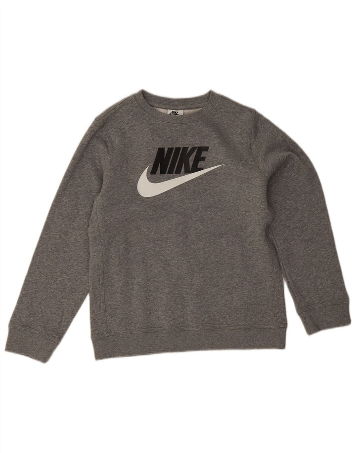 Chłopięca bluza z grafiką Nike, 10-11 lat, średnia, szara, nakrapiana bawełna