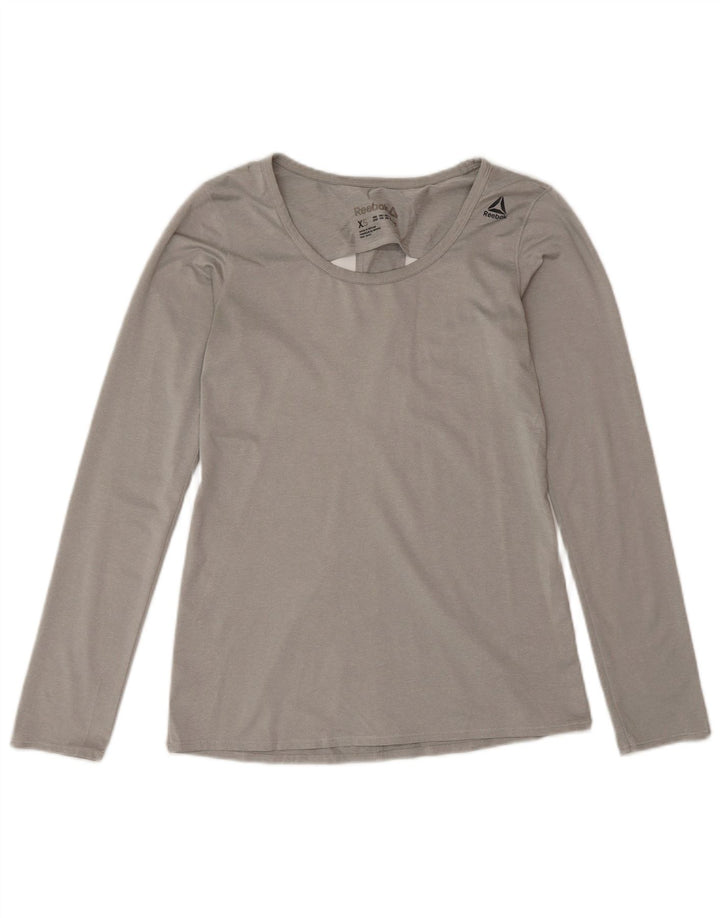 Męska koszulka Reebok z długim rękawem UK 8, mała, szara, poliestrowa, sportowa