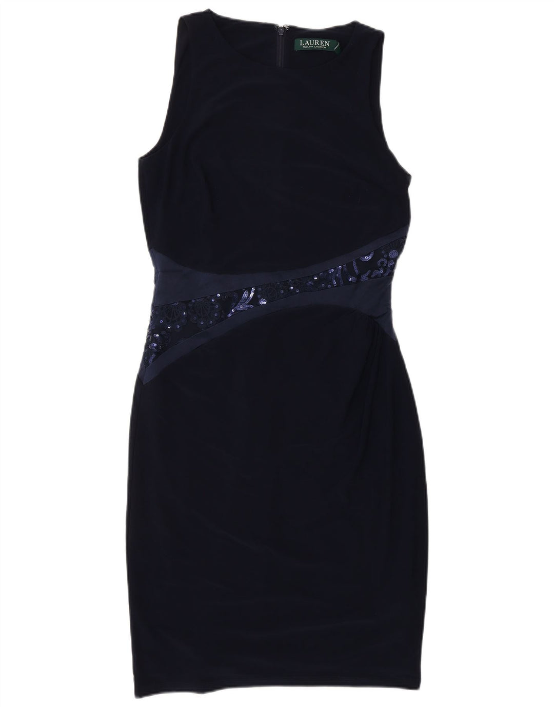 RALPH LAUREN Damska sukienka płaszczowa bez rękawów US 4, mała, granatowa, z poliestru