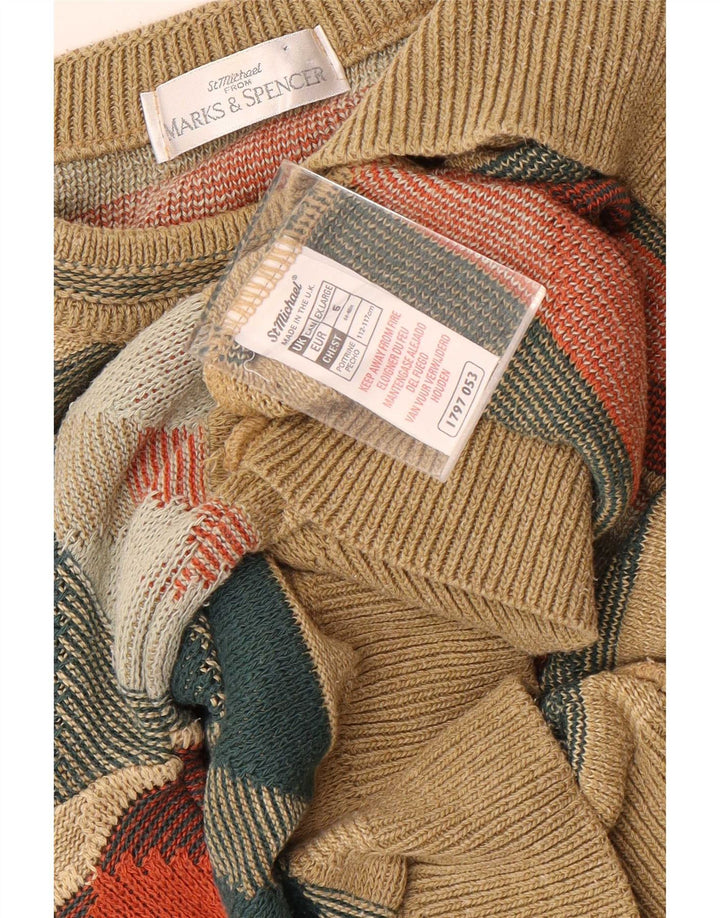 Marks & Spencer Męski sweter z okrągłym dekoltem XL, wielokolorowy, geometryczny