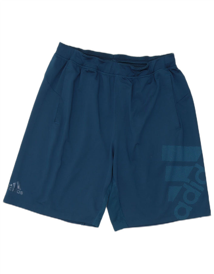 Męskie spodenki sportowe Adidas Climalite Graphic, duże, niebieskie, poliestrowe