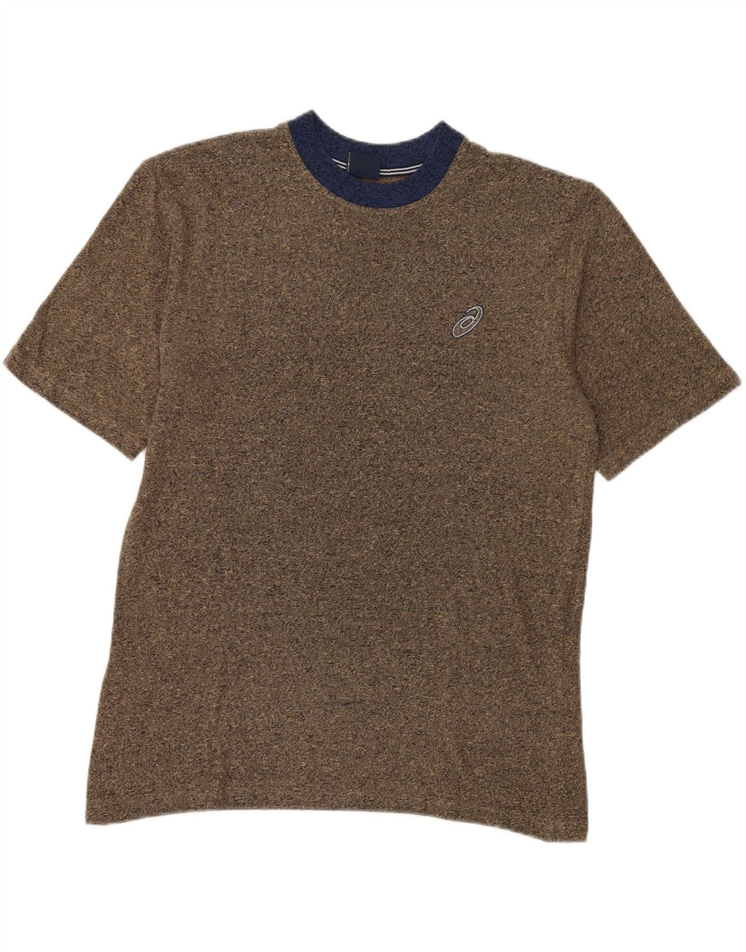 Męski T-shirt ASICS, duży, brązowy, bawełniany z blokami kolorów