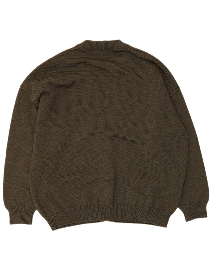 Bramante Męski sweter rozpinany, duży khaki Argyle/diamentowa wełna dziewicza