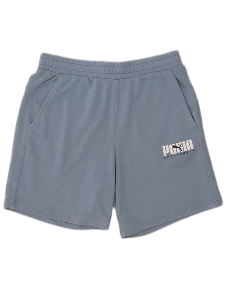 Męskie spodenki sportowe Puma z grafiką, duże, niebieskie, bawełniane