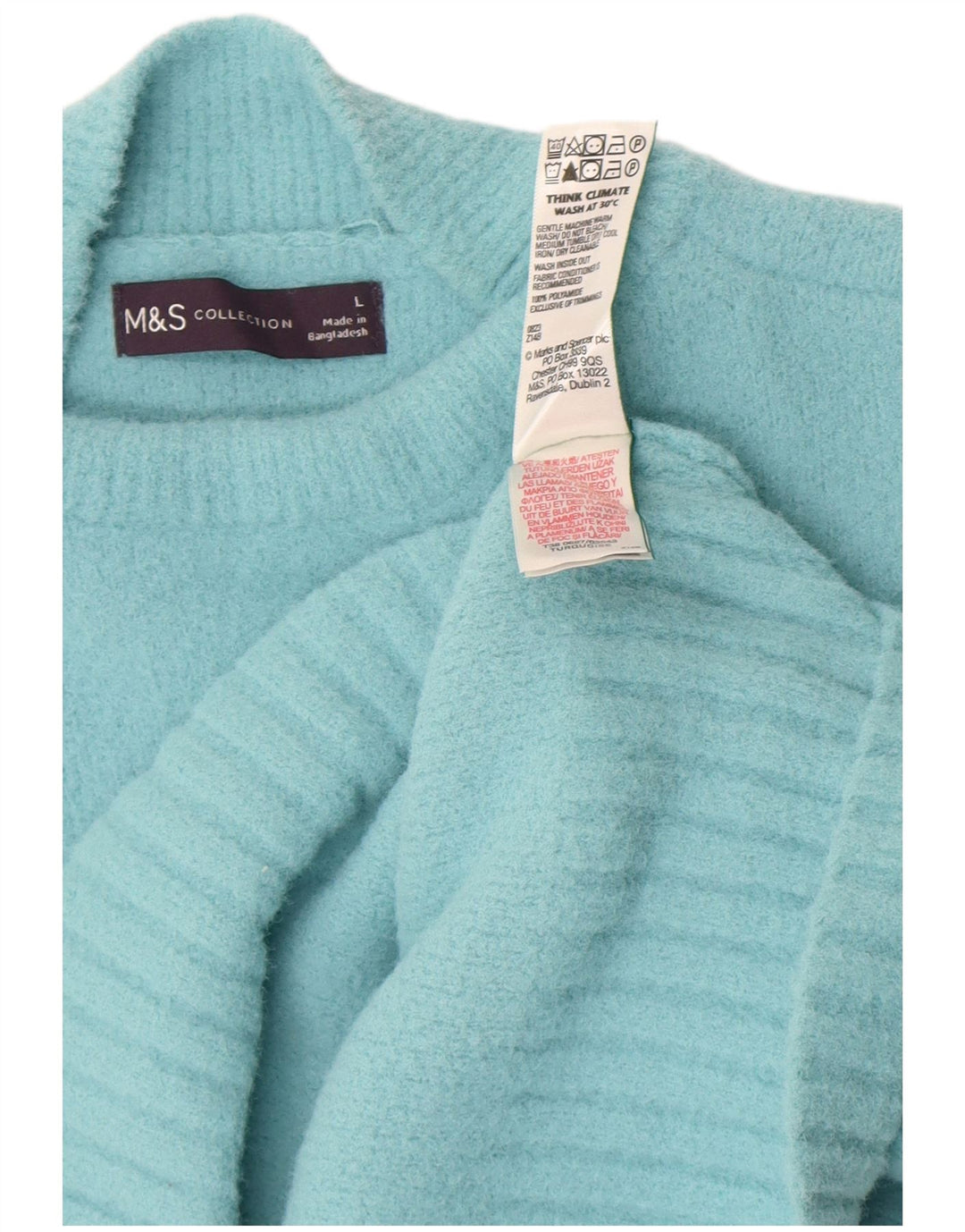 Marks & Spencer Damski sweter z golfem UK 16, duży turkusowy