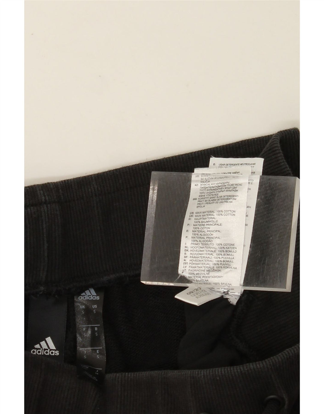 Damskie spodnie dresowe ADIDAS z grafiką Joggers UK 10, małe, czarne, bawełniane