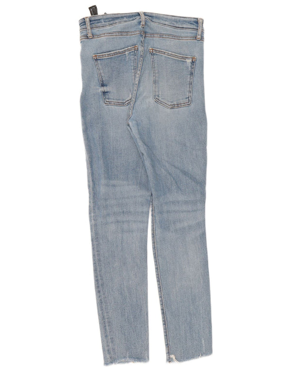 Damskie jeansy Zara z wysokim stanem i przetarciami EU 40 Medium W30 L29 niebieskie