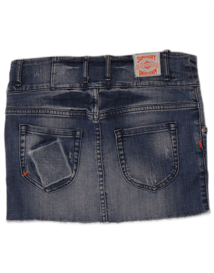 Damska mini spódniczka dżinsowa Superdry W28 Średnioniebieska bawełna