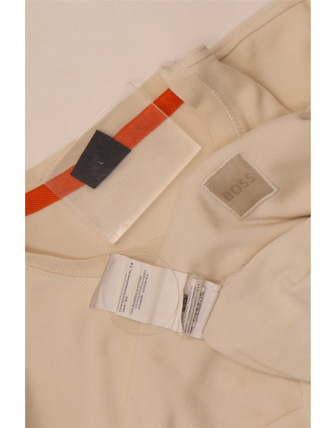 Męski top z długim rękawem Hugo Boss, duży, złamanej bieli, bawełniany