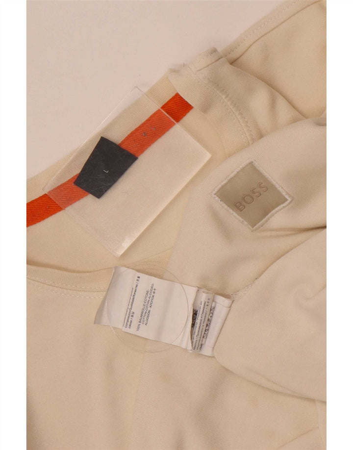 Męski top z długim rękawem Hugo Boss, duży, złamanej bieli, bawełniany