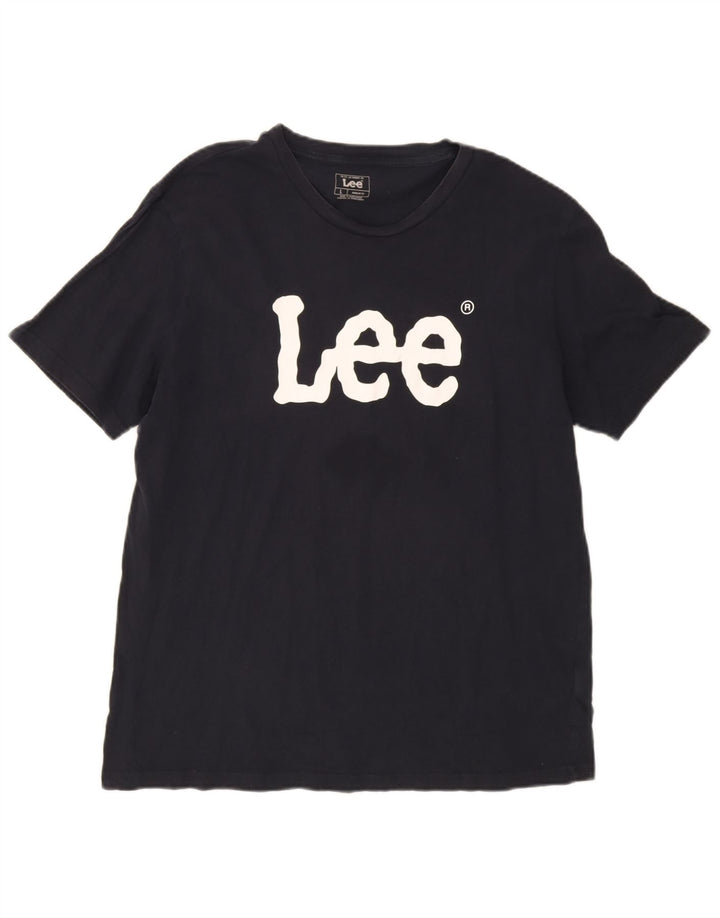 Męski T-shirt Lee z grafiką, duży, granatowy, bawełniany