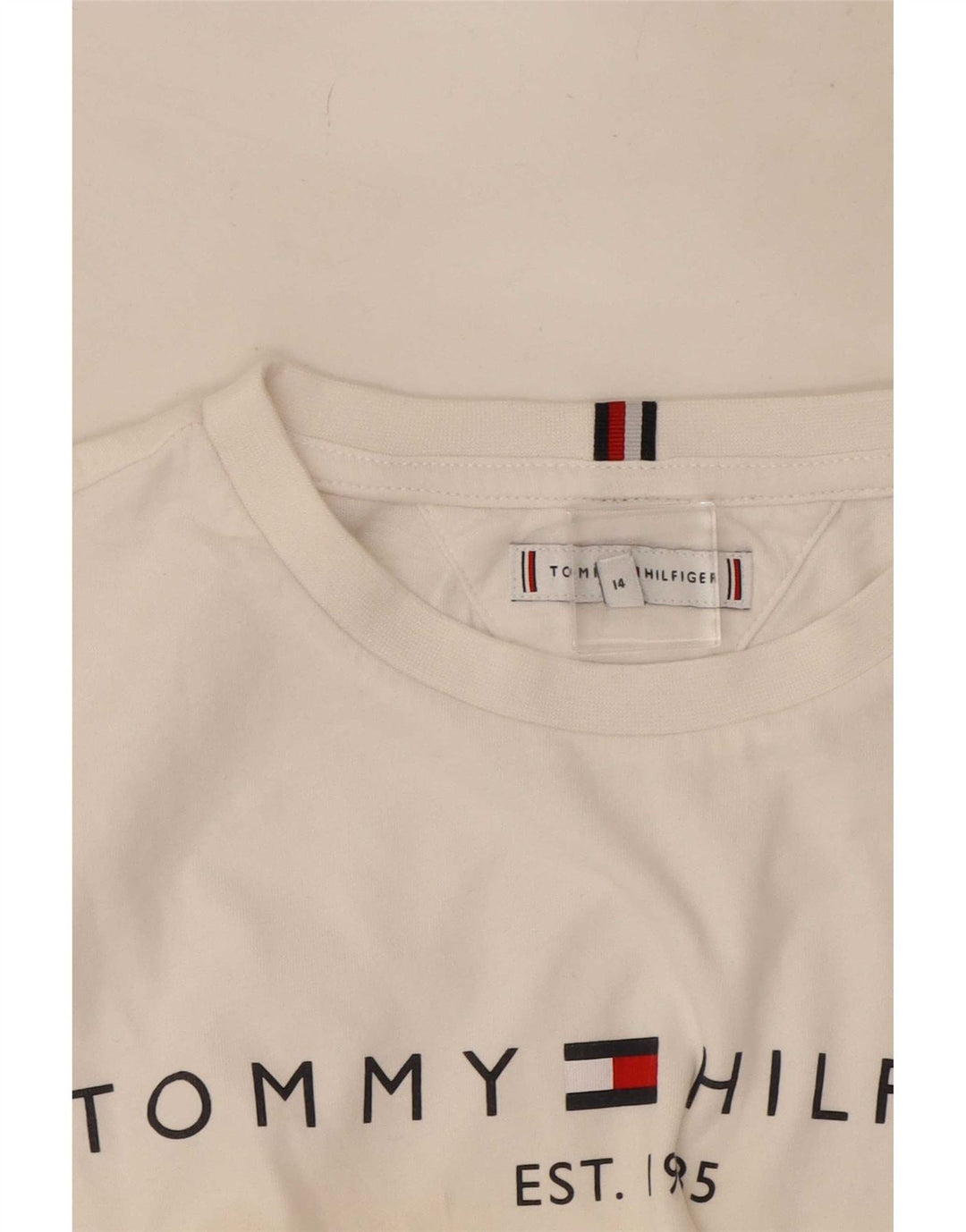 Chłopięcy top z grafiką Tommy Hilfiger z długim rękawem, 13-14 lat, biały