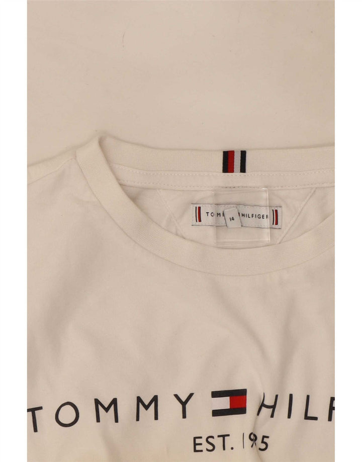 Chłopięcy top z grafiką Tommy Hilfiger z długim rękawem, 13-14 lat, biały