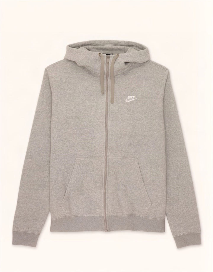 Męski sweter z kapturem i zamkiem błyskawicznym Nike, średnioszary, bawełniany