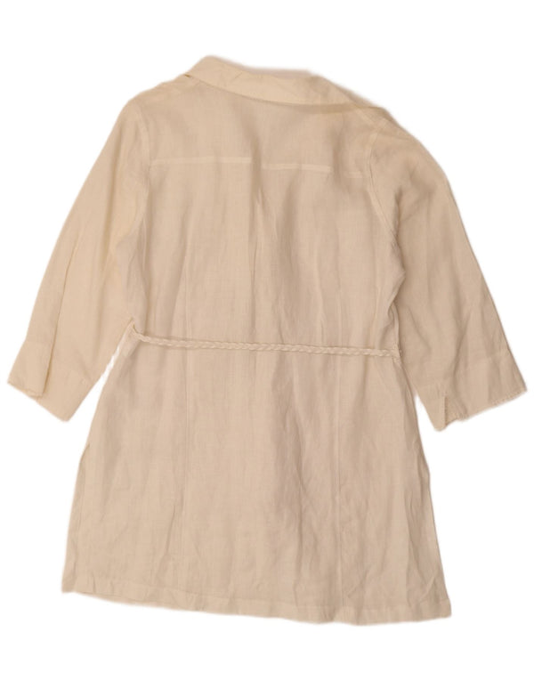 Marks & Spencer Damska sukienka koszulowa z rękawem 3/4 UK 18 XL, biała, lniana