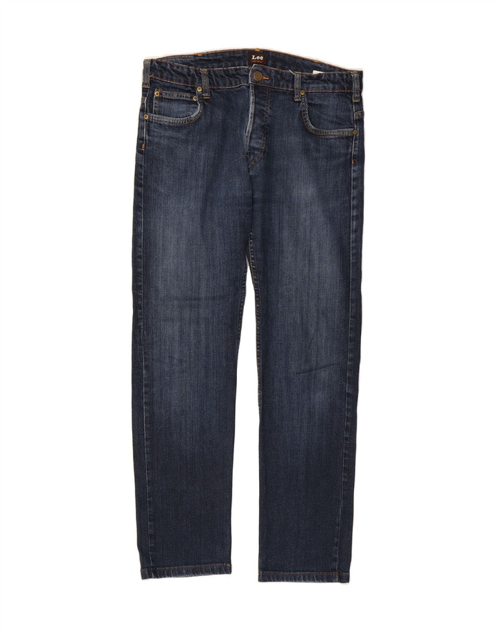 Damskie jeansy LEE Powell Straight W34 L30 Granatowa bawełna