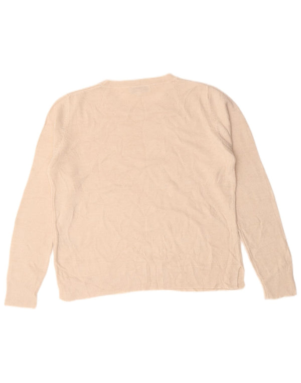 Marks & Spencer Damski sweter z dekoltem w łódkę, UK 16, duży, beżowy, akrylowy