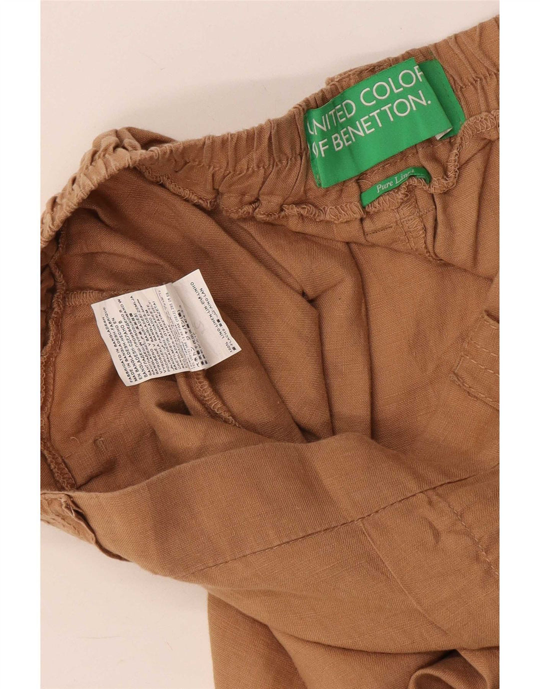 Damskie spodenki na co dzień Benetton Pegged Medium W32, beżowe, lniane