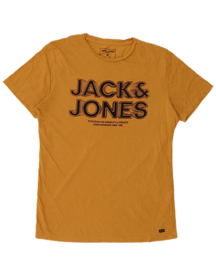 Męska koszulka z grafiką Jack & Jones, średnia żółta bawełna