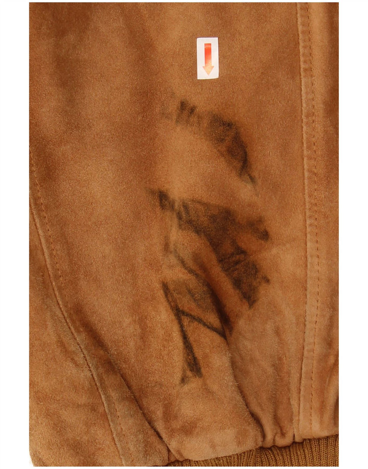 Vintage męska zamszowa kurtka bomber IT 54 2XL brązowa skóra