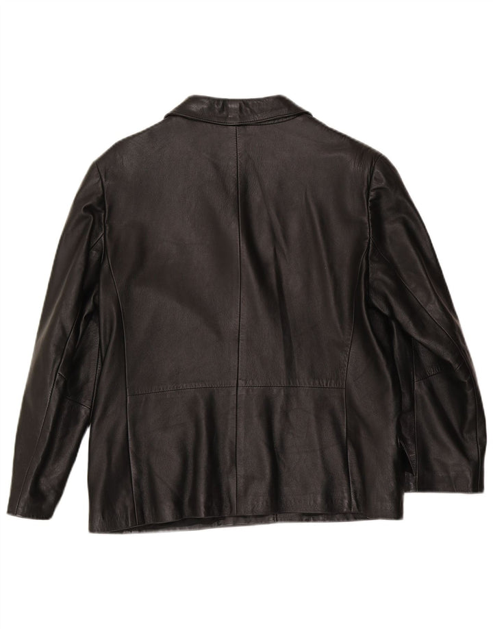 Vintage damska marynarka skórzana zapinana na 3 guziki IT 48 XL czarna skóra