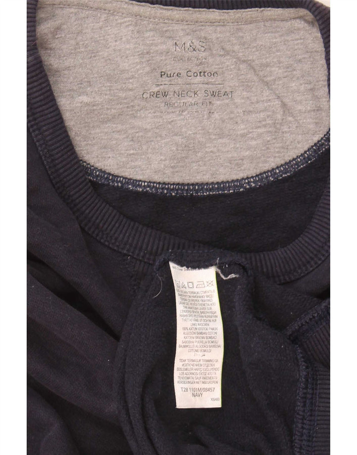 Marks & Spencer Męski sweter o regularnym kroju, duży, granatowy, bawełniany
