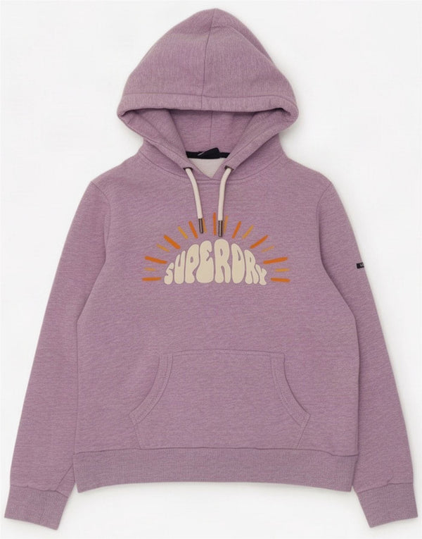 Damski sweter z kapturem Superdry UK 14, duży, fioletowy, nakrapiany bawełniany