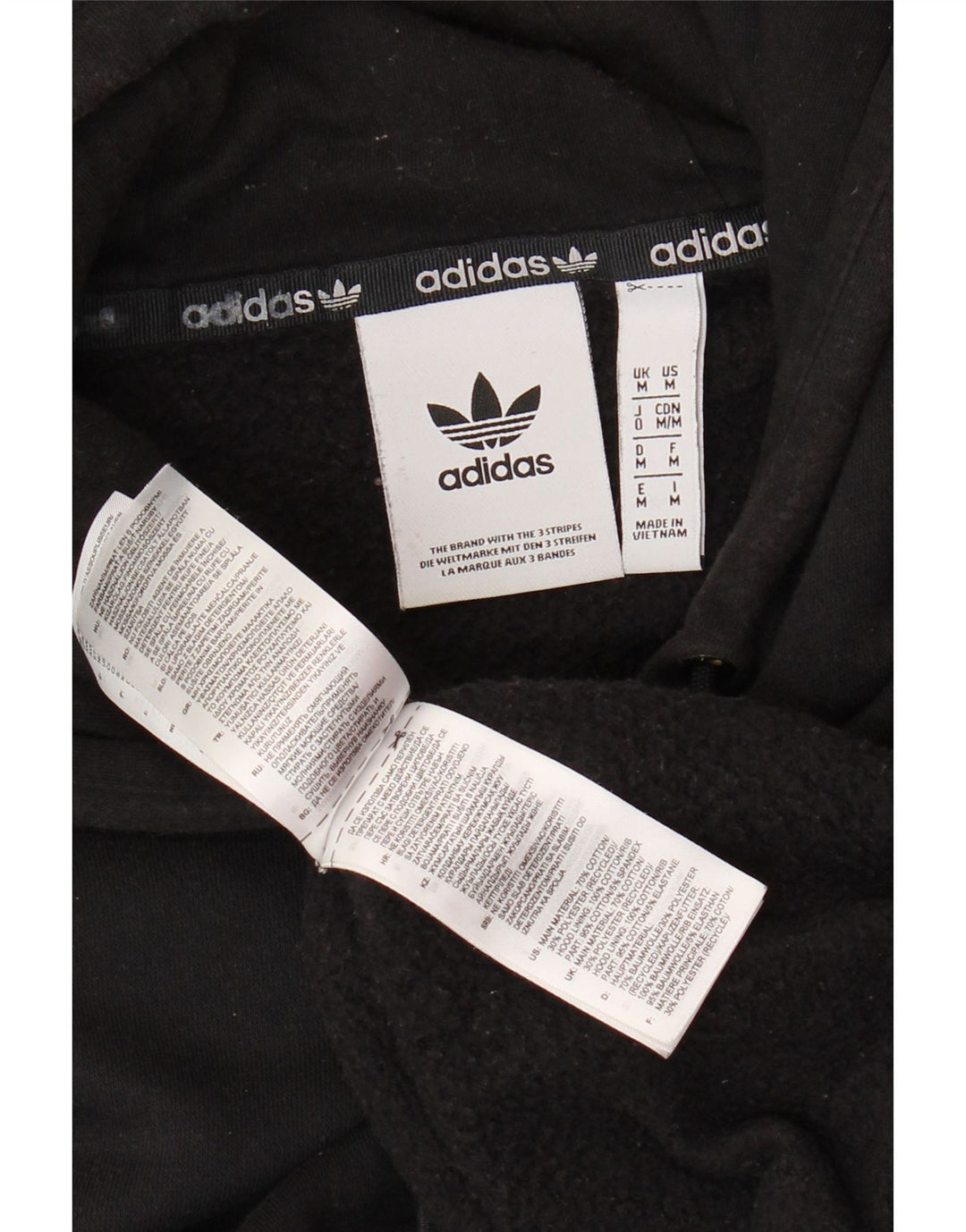 Męski sweter z kapturem ADIDAS, średni czarny, bawełniany