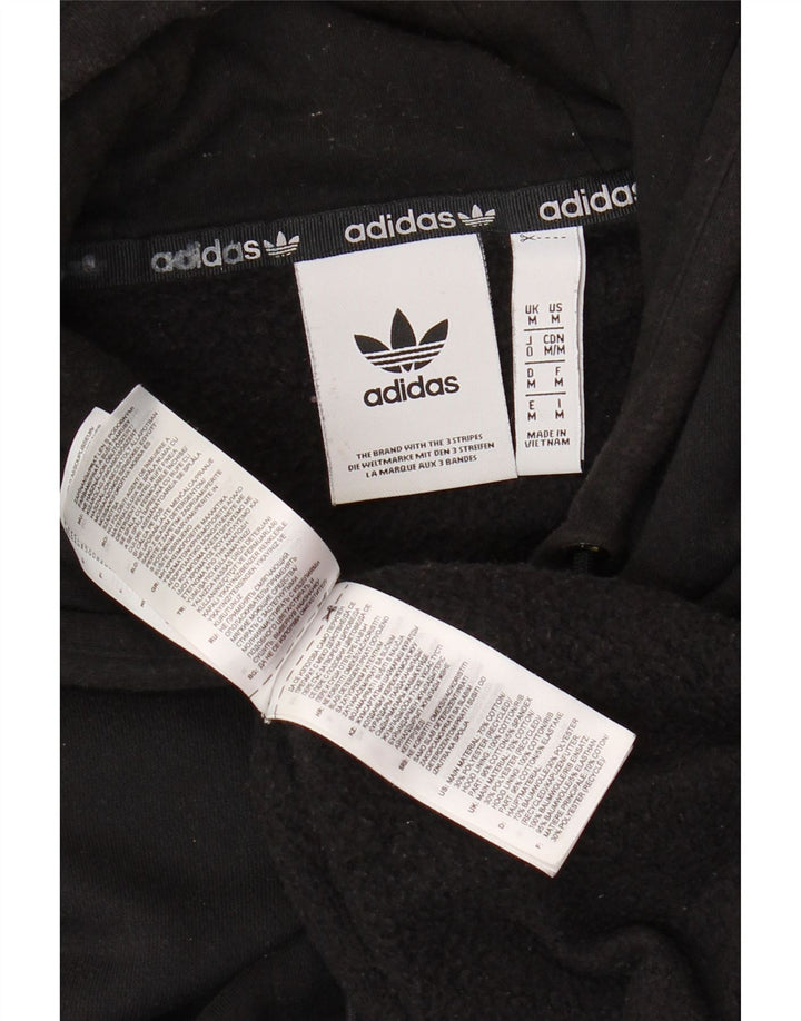 Męski sweter z kapturem ADIDAS, średni czarny, bawełniany
