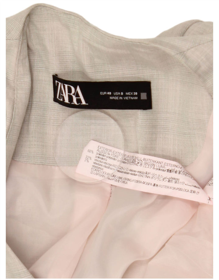 Damska marynarka ZARA zapinana na 1 guzik EU 40, poliester w szarą kratę