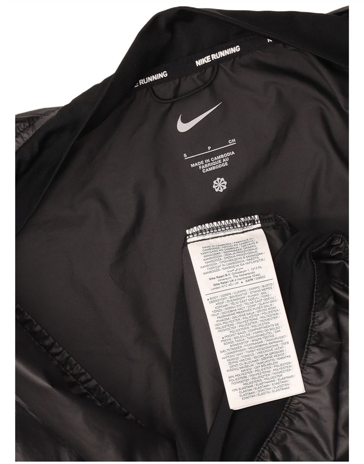 Damska kurtka przeciwdeszczowa Nike Running Graphic UK 10, mała, czarna, z blokami kolorów