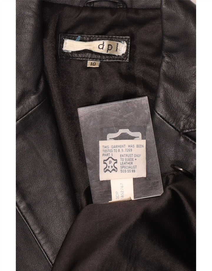 Damski płaszcz skórzany DPL UK 10, mała czarna skóra
