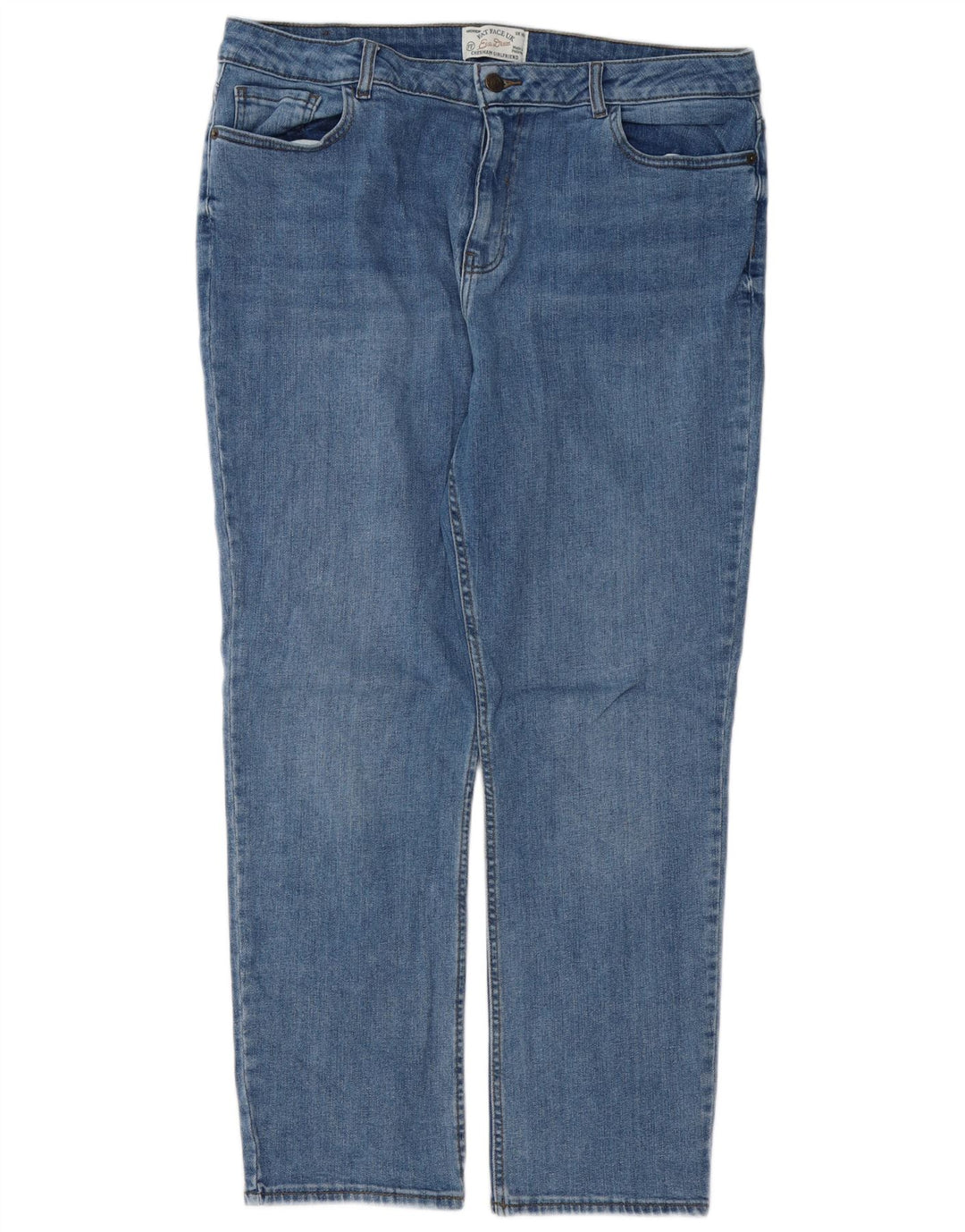 Damskie jeansy proste FAT FACE Chesham Girlfriend UK 16 duże W36 L28 niebieskie