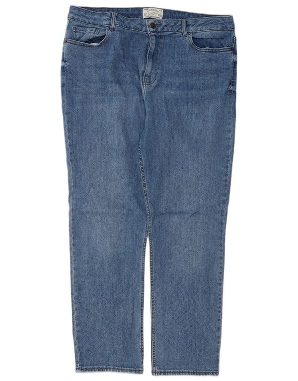 Damskie jeansy proste FAT FACE Chesham Girlfriend UK 16 duże W36 L28 niebieskie