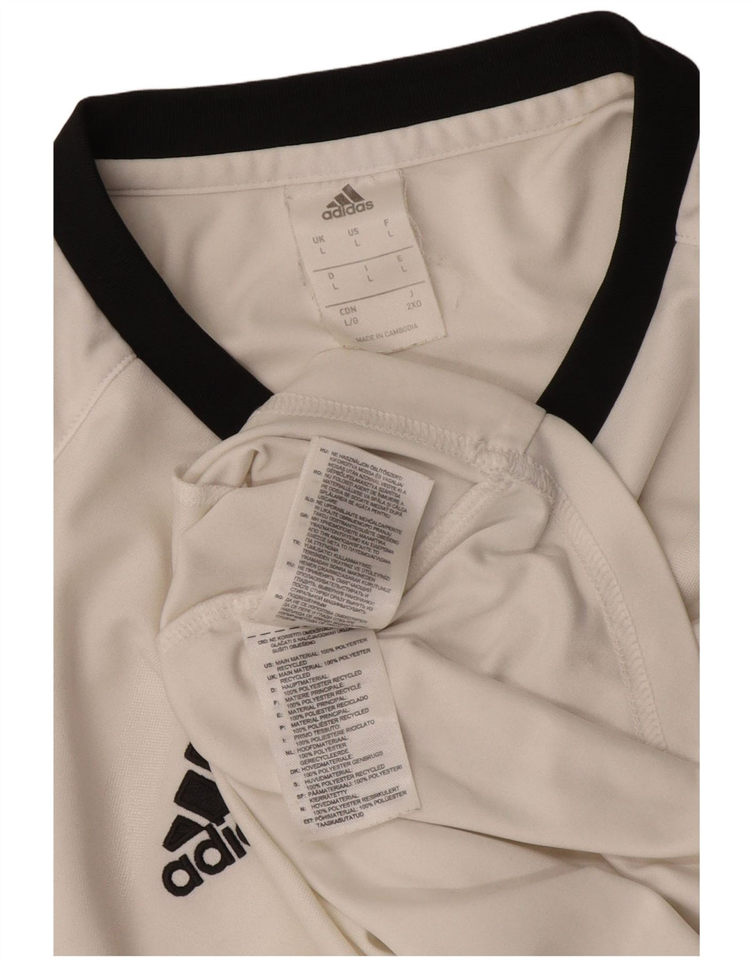 Damska koszulka Adidas Top, duża, biała, z blokami kolorów, poliestrowa