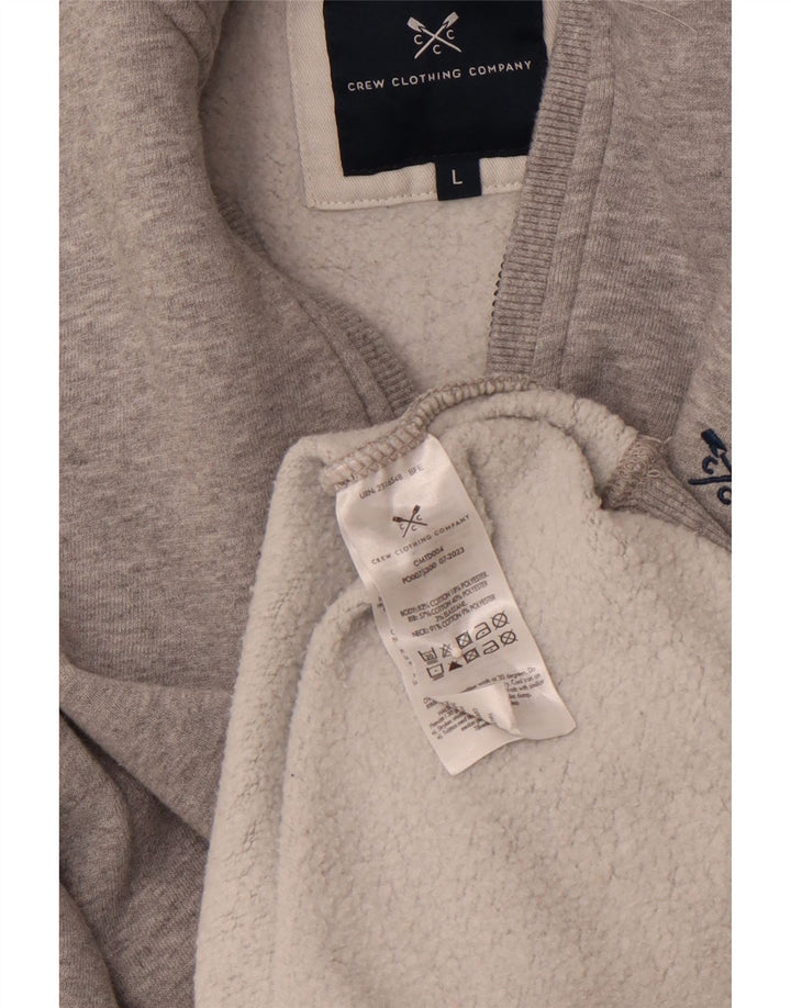 CREW CLOTHING Męski sweter z zamkiem błyskawicznym, duży, szary, bawełniany