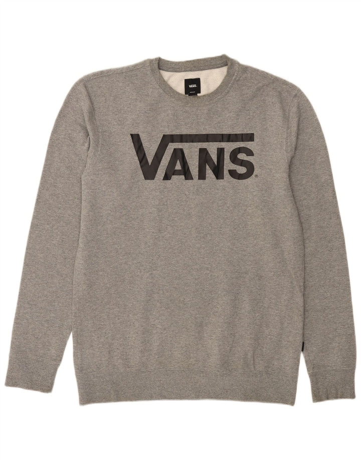 Męski sweter z grafiką VANS, średnioszary, bawełniany