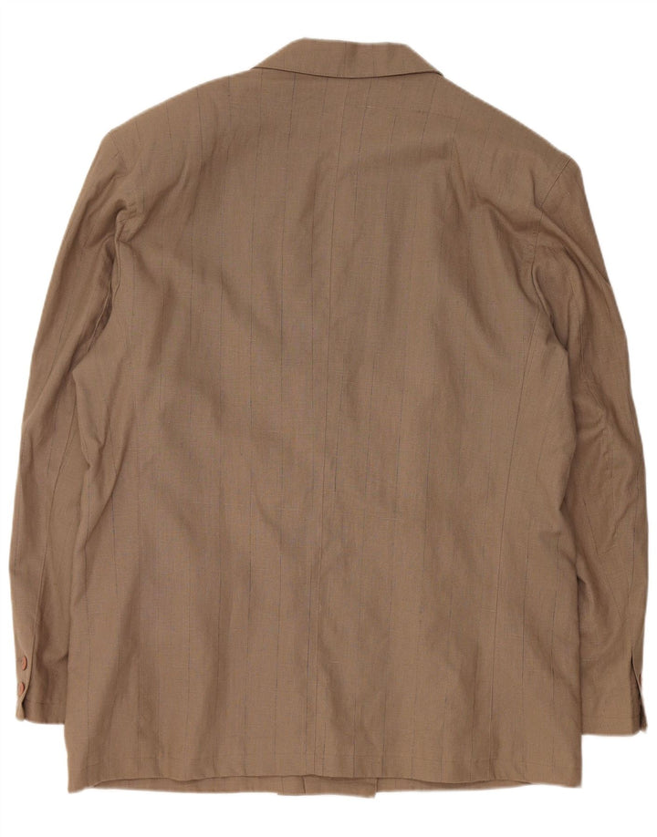 Męska marynarka dwurzędowa VINTAGE EU 56 3XL, brązowa lniana