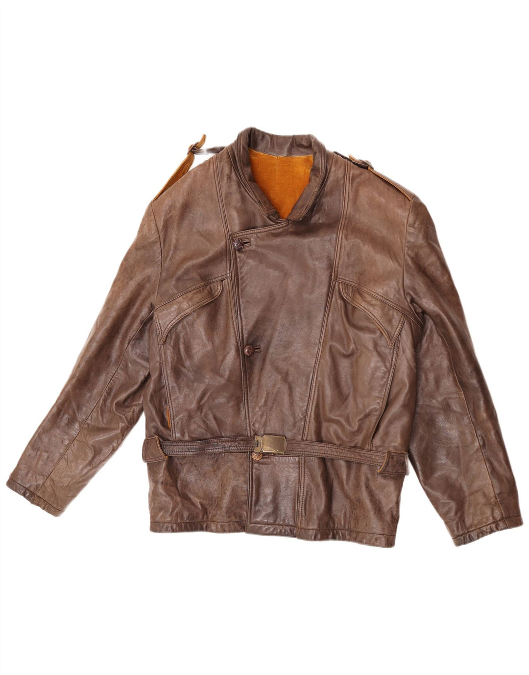 Damska kurtka wojskowa skórzana Jean Gabriel IT 48 XL brązowa